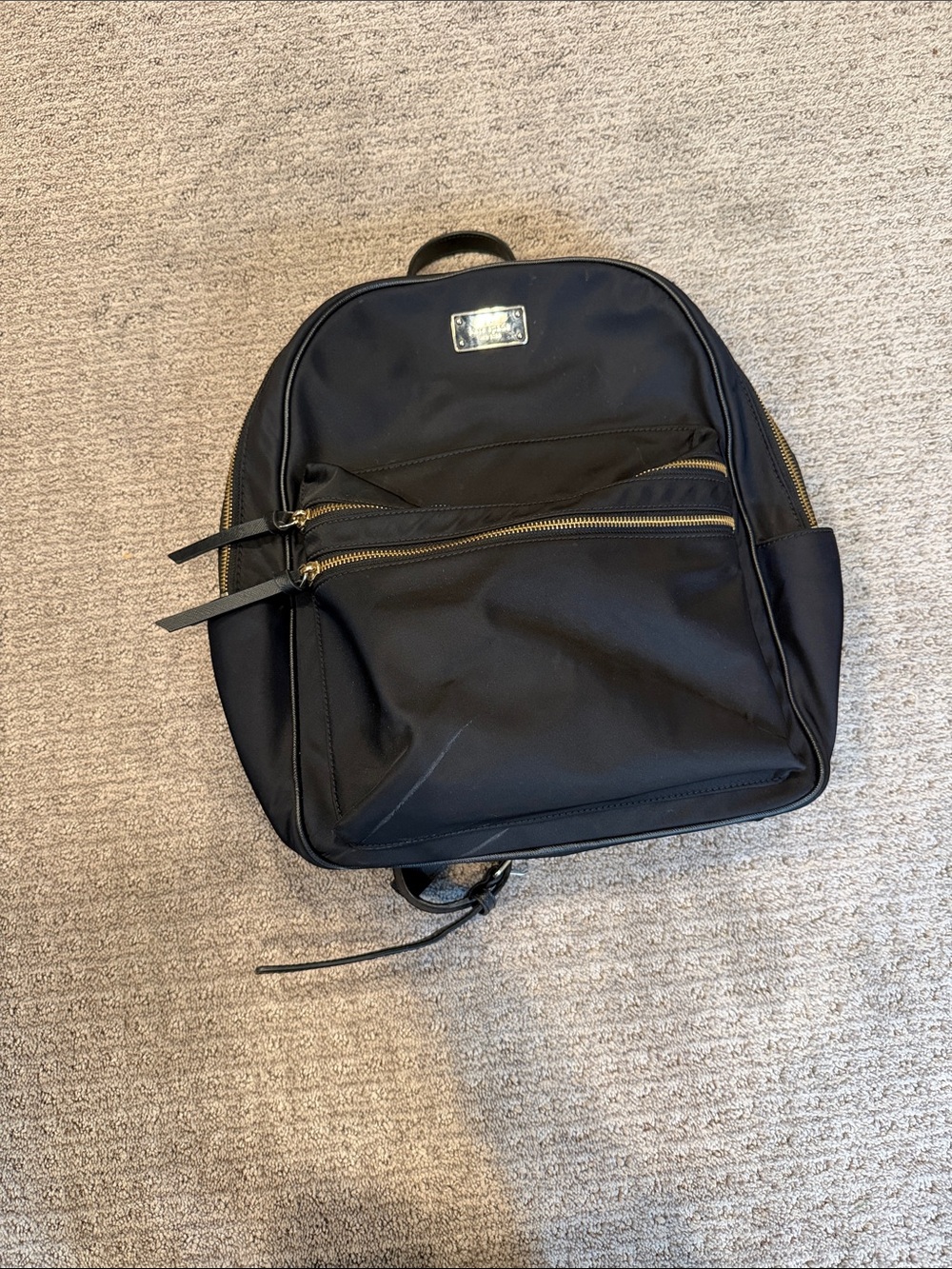 kate spade Black Nylon Backpack with Gold Hardware